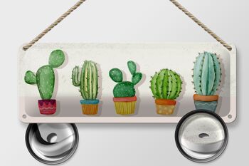 Plaque en tôle disant 5 cactus pot de fleur cactus 27x10cm décoration 2