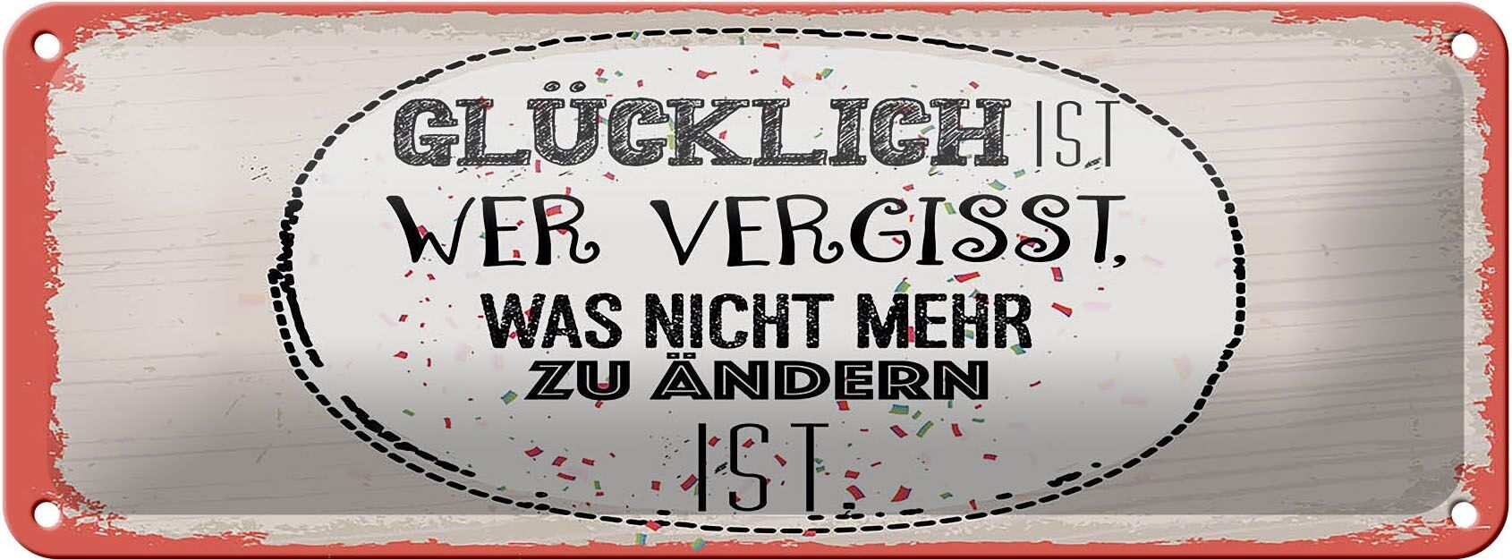 Targa in metallo con scritta Felice chi dimentica 27x10 cm