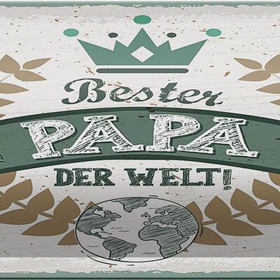 Cartel de chapa que dice Mejor Papá del Mundo 27x10cm decoración