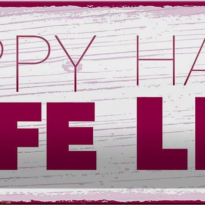 Blechschild Spruch Frau Happy wife happy Life 27x10cm Dekoration