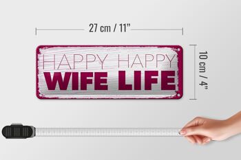 Panneau en étain disant Mme Happy Wife Happy Life, décoration 27x10cm 4