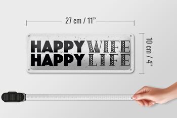 Panneau en étain disant Mme Happy Wife Happy Life 27x10cm 4