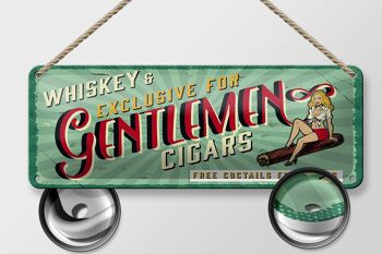 Panneau en étain disant Pinup Exclusive Gentleman Whiskey 27x10cm 2