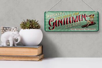 Panneau en étain disant Pinup Exclusive Gentleman Whiskey 27x10cm 3