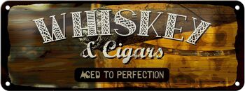 Plaque en étain disant Whisky & Cigars à la perfection 27x10cm 1