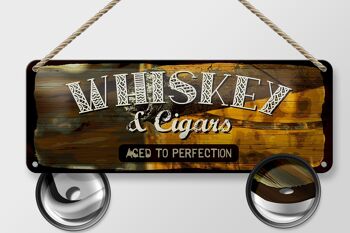 Plaque en étain disant Whisky & Cigars à la perfection 27x10cm 2