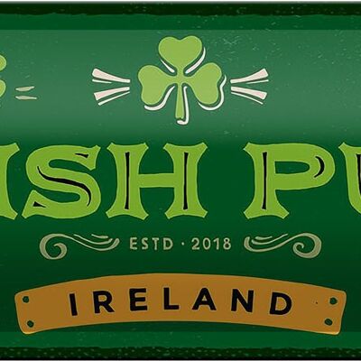 Cartel de chapa que dice Irlanda Irish Pub Whisky Cerveza 27x10cm