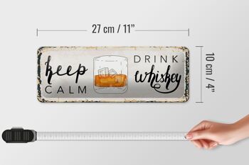 Panneau en étain disant Keep Calm Drink Whisky 27x10cm 4