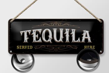 Plaque en tôle disant Tequila servie ici 27x10cm décoration 2