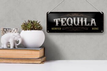 Plaque en tôle disant Tequila servie ici 27x10cm décoration 3
