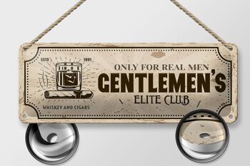 Panneau en étain disant Whisky Cigars Elite Club Real Men 27x10cm 2