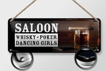 Panneau en étain disant Saloon Whisky Poker Dancing Girls 27x10cm 2