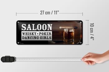 Panneau en étain disant Saloon Whisky Poker Dancing Girls 27x10cm 4