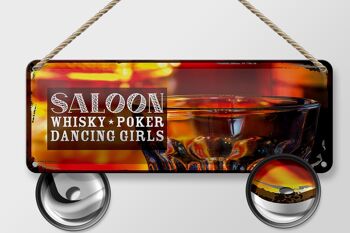 Panneau en étain disant Saloon Whiskey Poker Cigar Girls 27x10cm 2