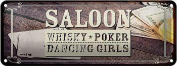 Panneau en étain disant Saloon Whiskey Poker Dancing 27x10cm, décoration 1
