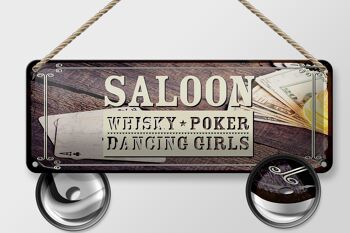 Panneau en étain disant Saloon Whiskey Poker Dancing 27x10cm, décoration 2
