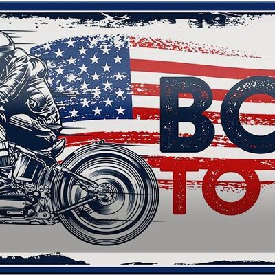 Cartel de chapa que dice Biker Born to Ride USA 27x10cm Motocicleta