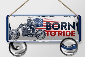 Panneau en étain disant Biker Born to Ride USA 27x10cm Moto 2