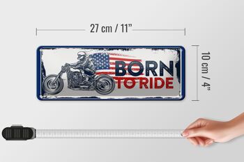 Panneau en étain disant Biker Born to Ride USA 27x10cm Moto 4