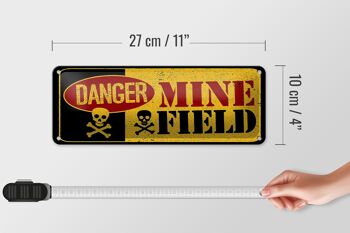 Panneau en étain avec avis, 27x10cm, attention, Danger, champ de mines, champ de mines 4