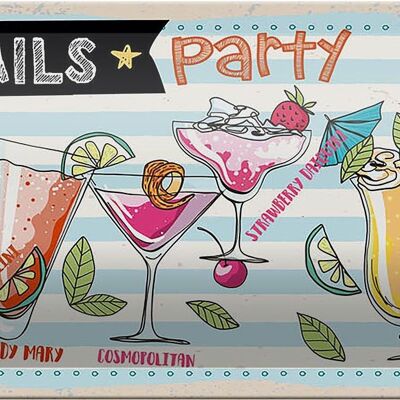 Targa in metallo Party Cocktails Capirinha Blood Mary 27x10 cm Decorazione