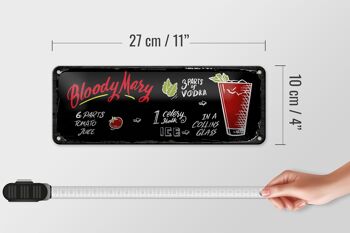 Signe en étain recette 27x10cm, recette de cocktail Bloody Mary, signe noir 4