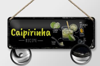 Plaque en étain pour recette de Cocktail Caipirinha, 27x10cm, décoration 2