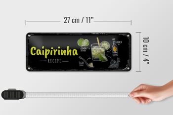 Plaque en étain pour recette de Cocktail Caipirinha, 27x10cm, décoration 4