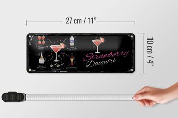 Plaque en étain recette Strawberry Daiquiri Cocktail 27x10cm, décoration 4