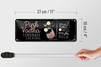 Recette de signe en étain, recette de Cocktail à la Vodka rose, 27x10cm 4