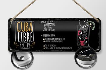 Signe en étain recette 27x10cm Cuba Libre Recette de cocktail signe noir 2