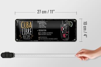 Signe en étain recette 27x10cm Cuba Libre Recette de cocktail signe noir 4