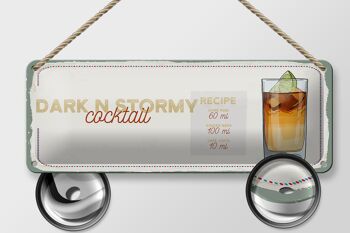 Recette de signe en étain, recette de Cocktail Dark n Stormy, décoration 27x10cm 2