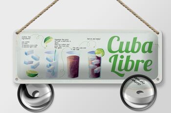 Plaque en tôle recette Cuba Libre Recette de cocktail 27x10cm décoration 2