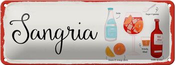 Signe en étain recette Sangria Cocktail recette Soda 27x10cm décoration 1