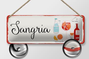 Signe en étain recette Sangria Cocktail recette Soda 27x10cm décoration 2