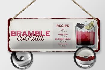 Plaque en tôle recette Bramble Cocktail Recipe Gin 27x10cm décoration 2