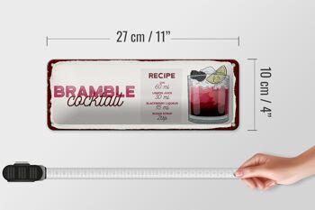 Plaque en tôle recette Bramble Cocktail Recipe Gin 27x10cm décoration 4