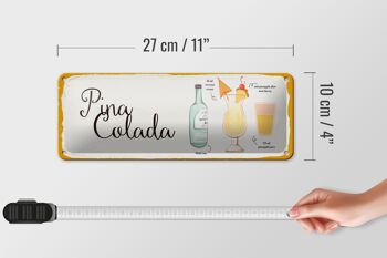 Signe en étain recette 27x10cm Pina Colada recette de cocktail signe blanc 4