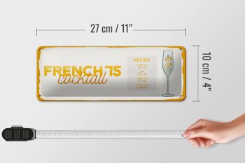 Plaque en tôle recette French 75 Cocktail Recipe 27x10cm décoration 4