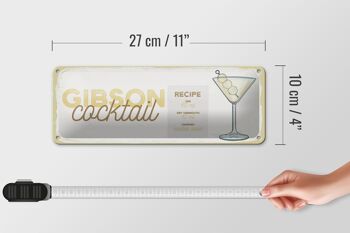 Plaque en tôle recette Gibson Cocktail Recipe 27x10cm 4