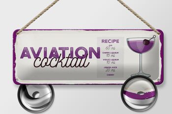 Plaque en tôle Recette Aviation Cocktail Recipe 27x10cm 2