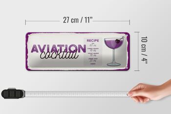 Plaque en tôle Recette Aviation Cocktail Recipe 27x10cm 4