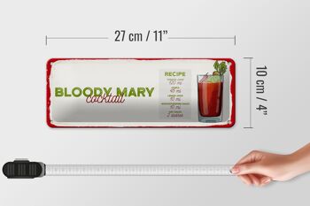 Plaque en étain pour recette de Cocktail Bloody Mary, 27x10cm, décoration 4