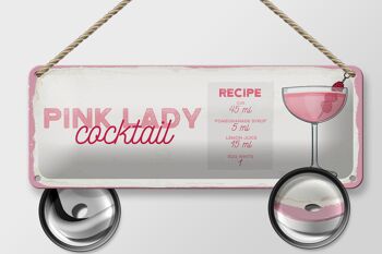 Signe en étain recette recette de Cocktail dame rose 27x10cm décoration 2