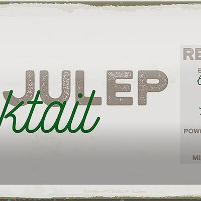Letrero de chapa Receta Mint Julep Receta de cóctel 27x10cm Decoración