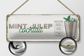 Plaque en étain pour recette de Cocktail à la menthe Julep, 27x10cm, décoration 2