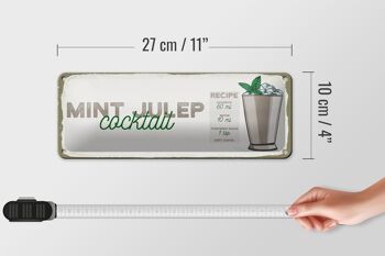 Plaque en étain pour recette de Cocktail à la menthe Julep, 27x10cm, décoration 4