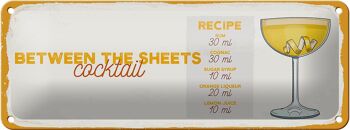 Plaque en tôle Recette Between the Sheets Cocktail Recipe 27x10cm 1