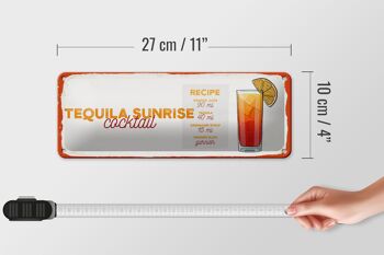 Plaque en tôle recette Tequila Sunrise Cocktail Recipe 27x10cm 4